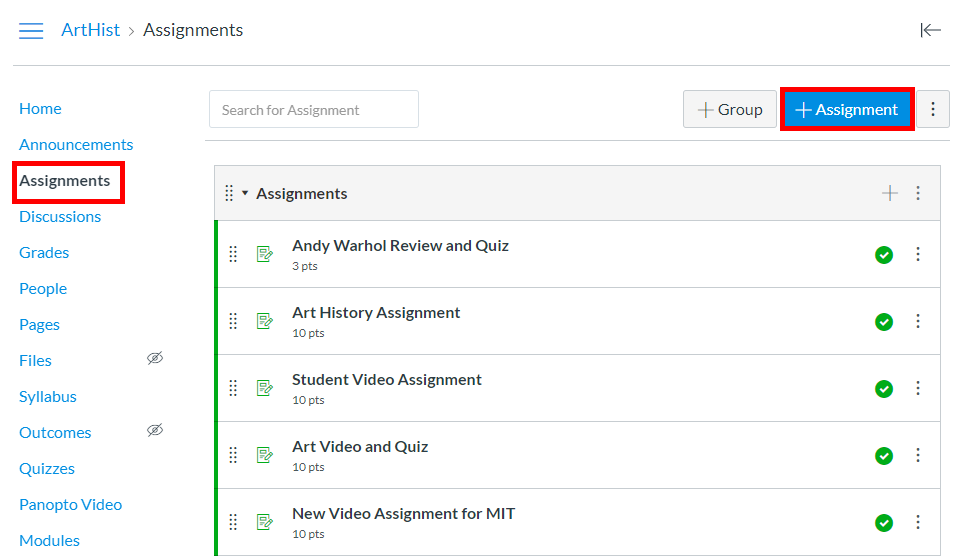 create a video assignment